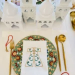 Alfatbet green napkin with plate and bg
