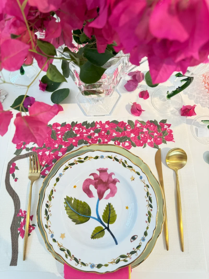 Bougainvillea tree placemat and plate