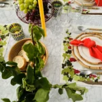 Red Napkin Ring Table scape With Planes and placemat