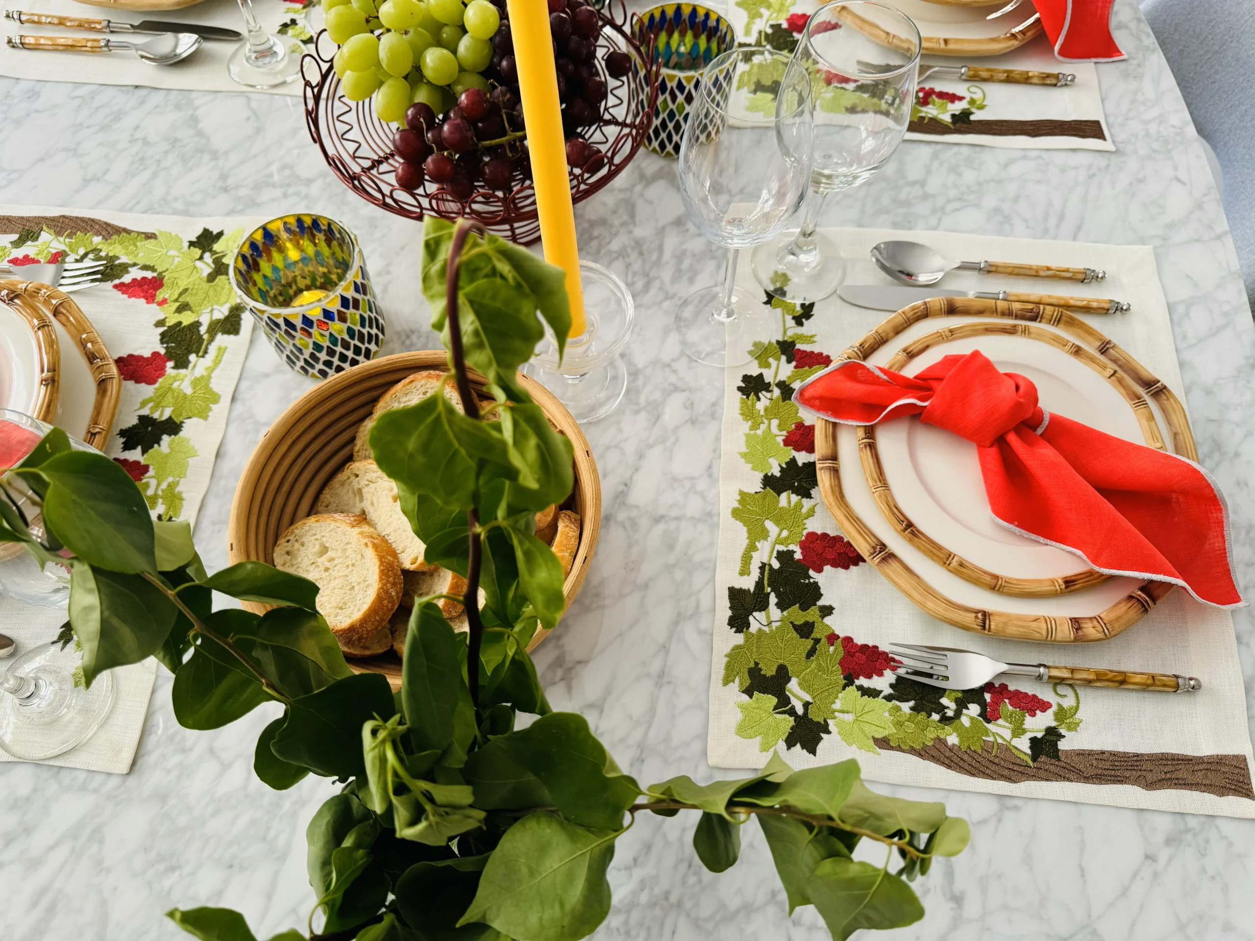 Red Napkin Ring Table scape With Planes and placemat