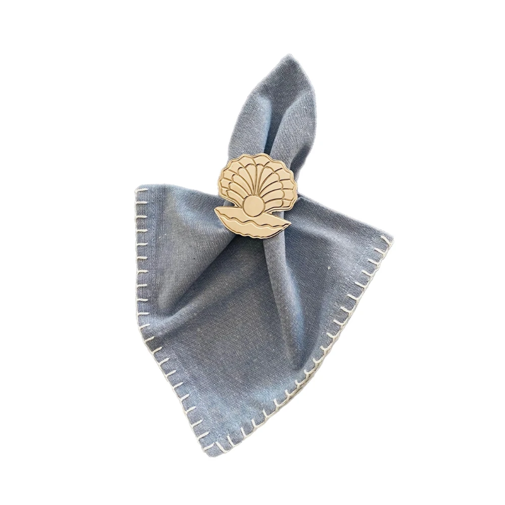 Seashell Rose Gold Napkin Ring with napkin Seashell Rose Gold Napkin Ring with napkin