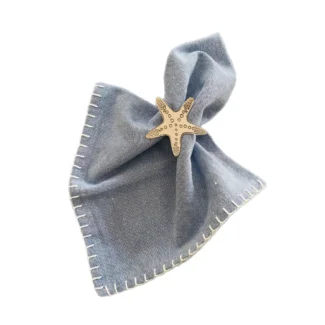 Starfish Rose Gold Napkin Ring with napkin